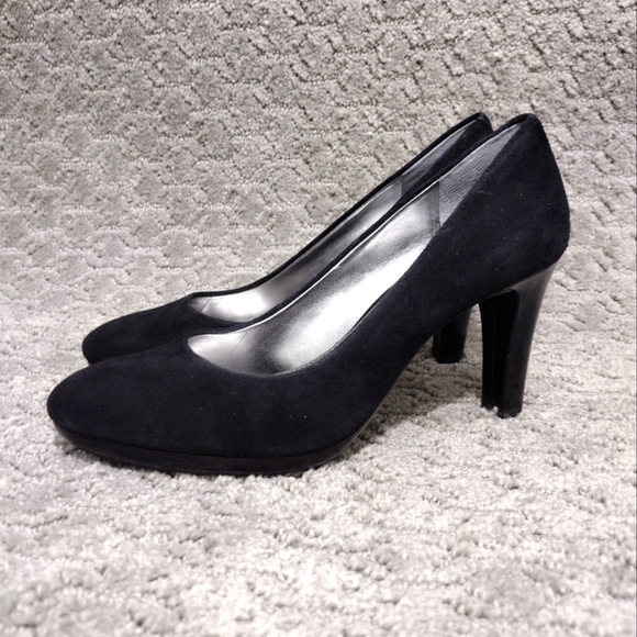 Women's Heel Black Suede Size‎ 8.5M 3.5"heel - Picture 1 of 5